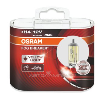 H4 12V- 60/55W (P43t) ( +60% + ) Fog Breaker (2) DuoBox 62193FBR-HCB